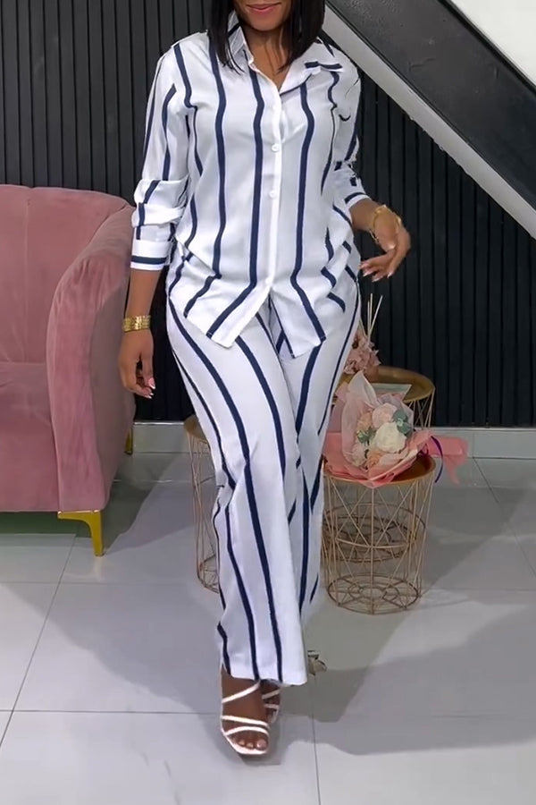 Fashion Striped Shirt & Pants Set