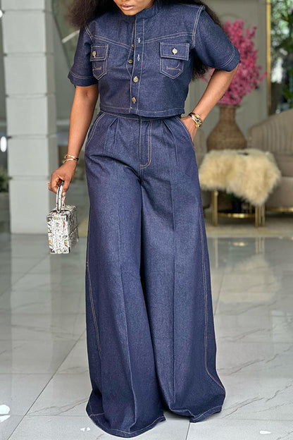 Stylish Denim Top & Pants Set