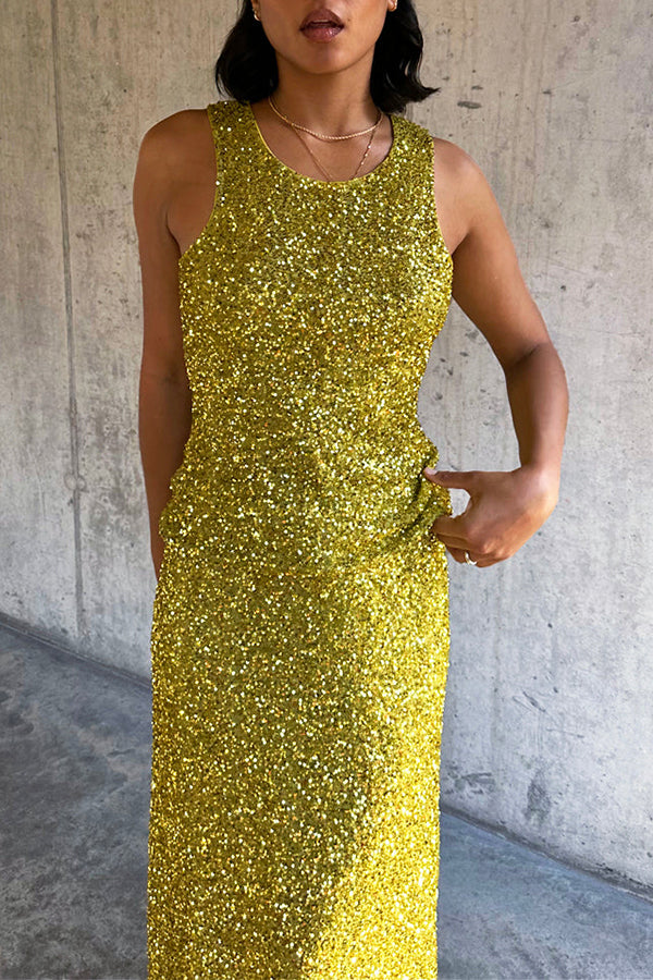 Stylish Sequin Tank Top & Maxi Skirt Set