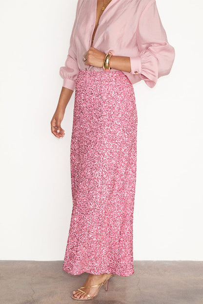 Shiny Sequin Maxi Skirt