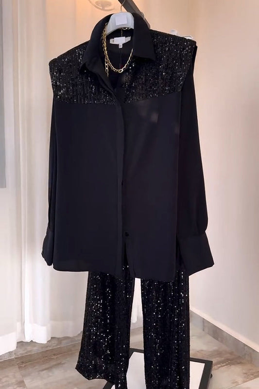 Stylish Sequin Shirt & Pants Set