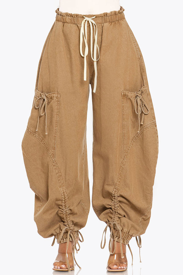 Stylish Drawstring Waist Cuff Ankles Pants