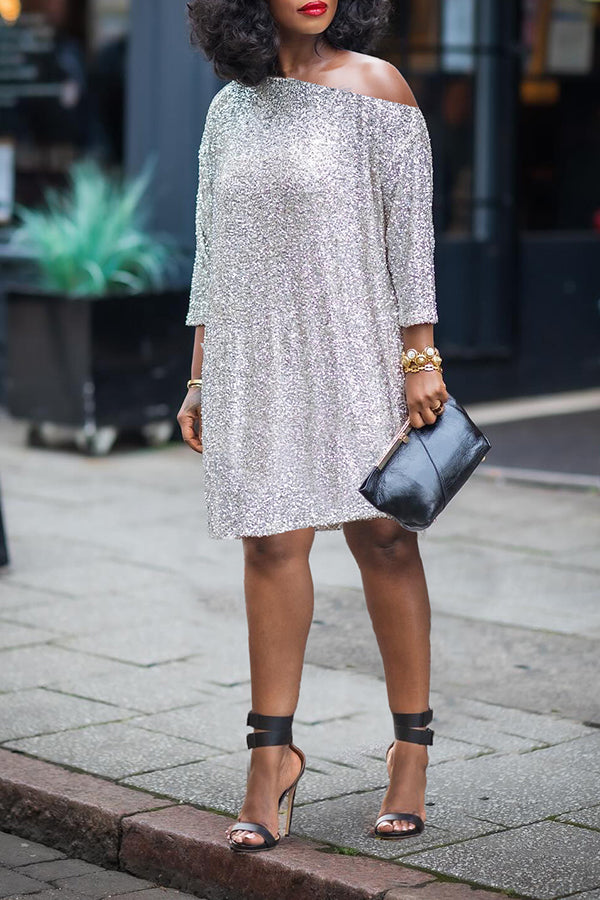 Stylish Glittery Sequin Midi Dress