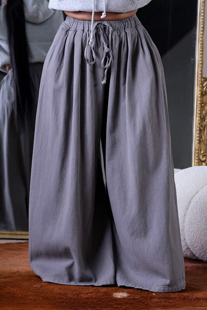 Stylish Drawstring Waist Wide Leg Pants