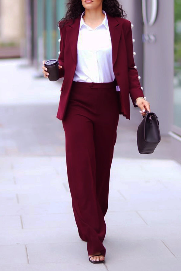 Stunning Pearls Blazer & Pants Set