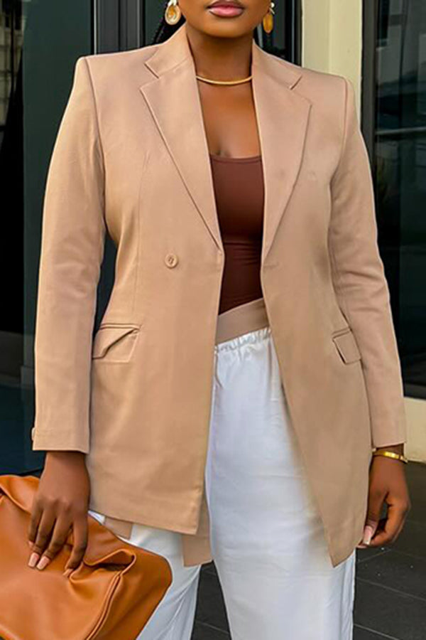 Classic Solid Lapel Neck Blazer