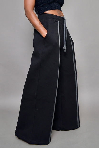 Casual Detachable Sleeves Hoodie & Wide Leg Pants Set