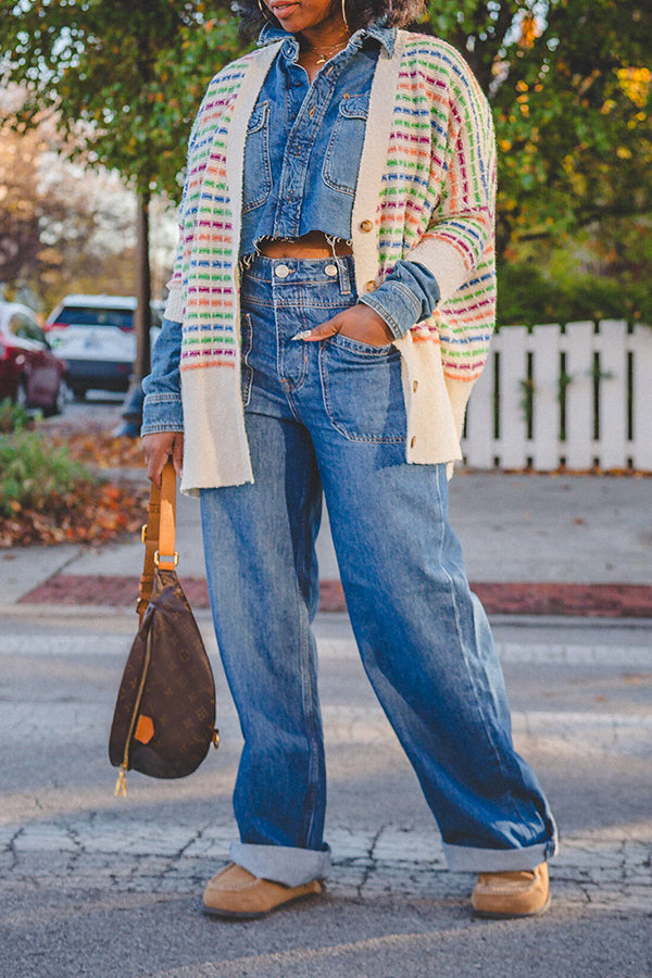 Denim Chest Flap Pocket Crop Jacket