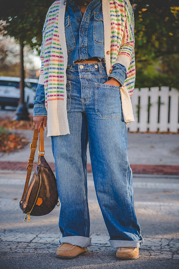 Denim Chest Flap Pocket Crop Jacket