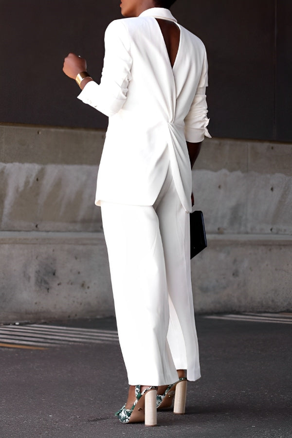 UniqueOne Button Cutout Back Blazer & Pants Set