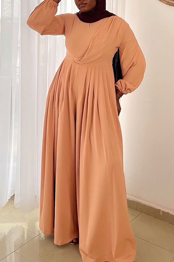 Elegant Round Neck Drop Shoulder Jumpsuit