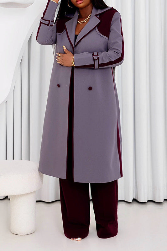 Two Tone Lapel Double Breasted Overcoat