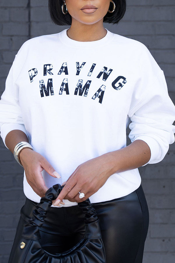 Casual Letter Print  Crew Neck Sweatshirt