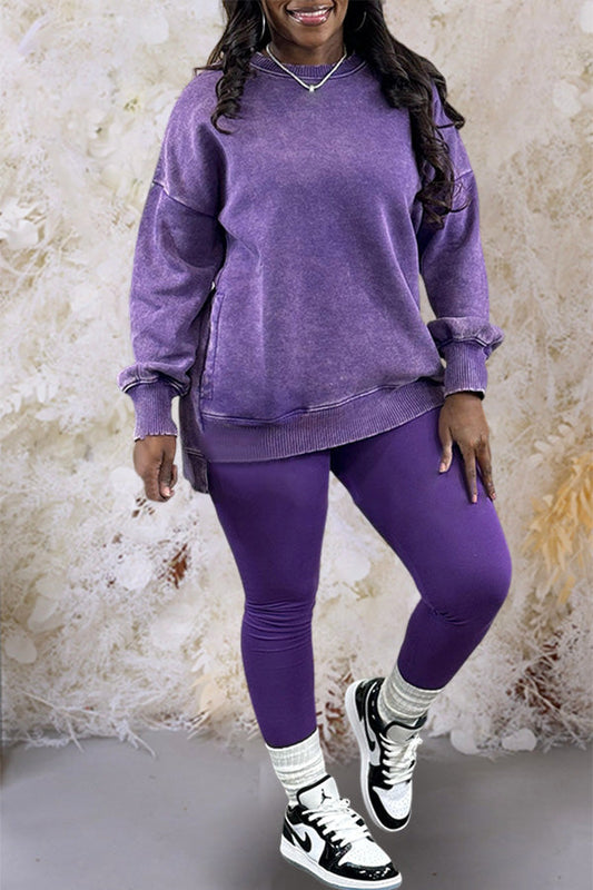 Lässiges Set aus Sweatshirt mit Rundhalsausschnitt und Leggings