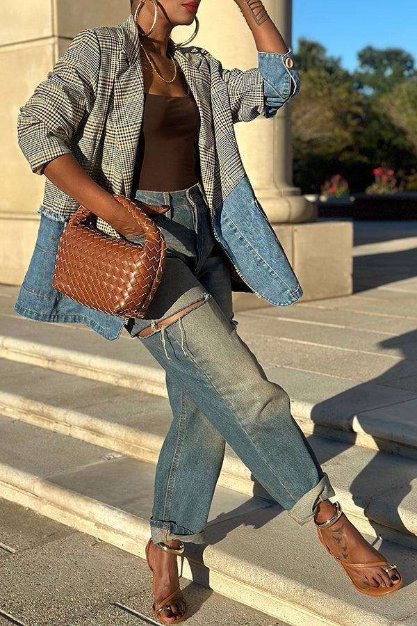 Vintage Washed Ripped Tapered Jeans