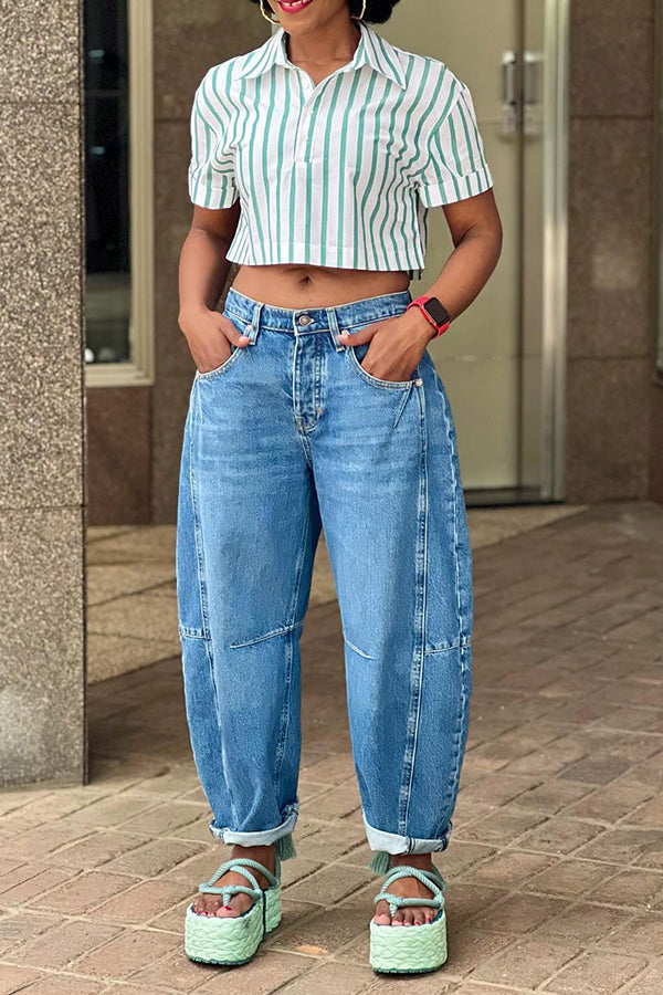 Vintage Light Washed Barrel Jeans