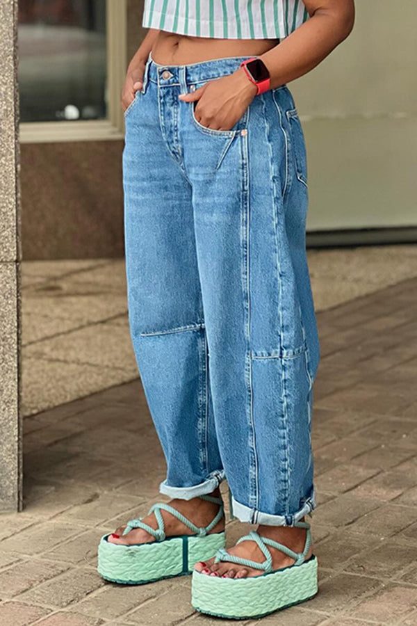 Vintage Light Washed Barrel Jeans