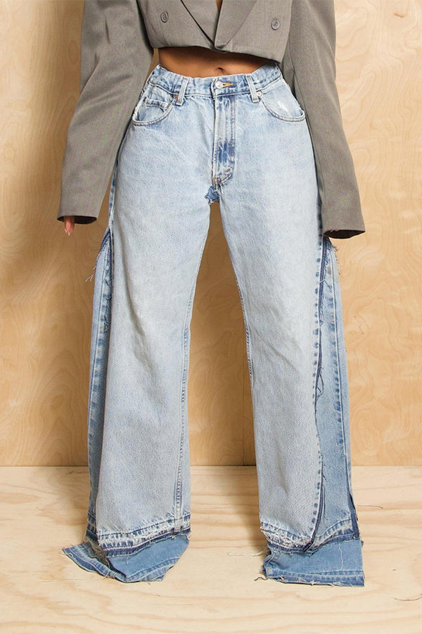 Stylish Washed Straight Leg Jeans