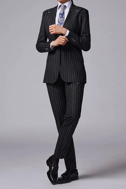 Striking Striped One Button Blazer & Pants Set