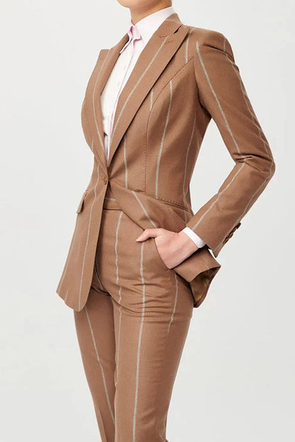 Classic Single Button Stripe Blazer & Pants Set