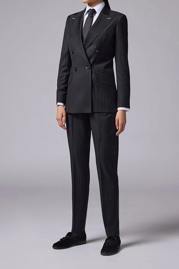 Classic Notched Lapel Long Sleeve Blazer & Pants Set