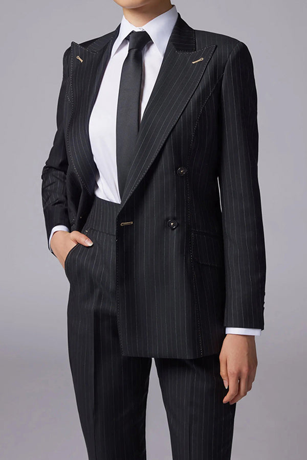 Classic Notched Lapel Long Sleeve Blazer & Pants Set