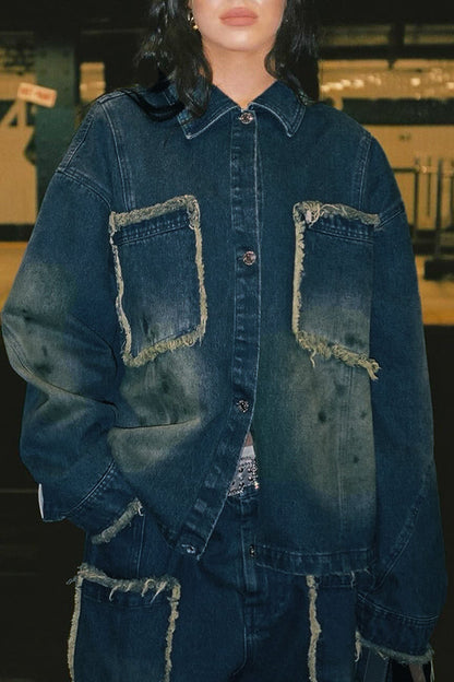 Vintage Patched Pocket Denim Jacket