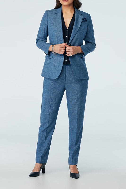 Elegant Button Front Blazer & Tailored Pants Set