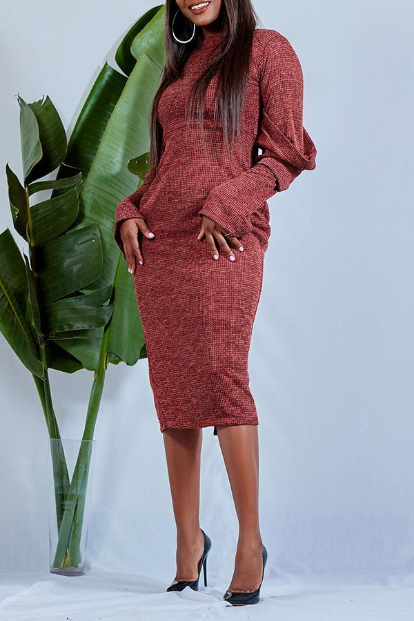 Stylish Solid Fitted Long Sleevee Dress