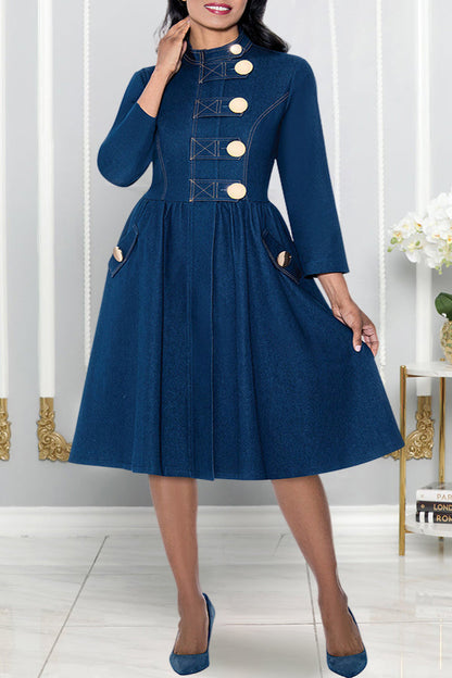 Elegant Button Up Denim Dress