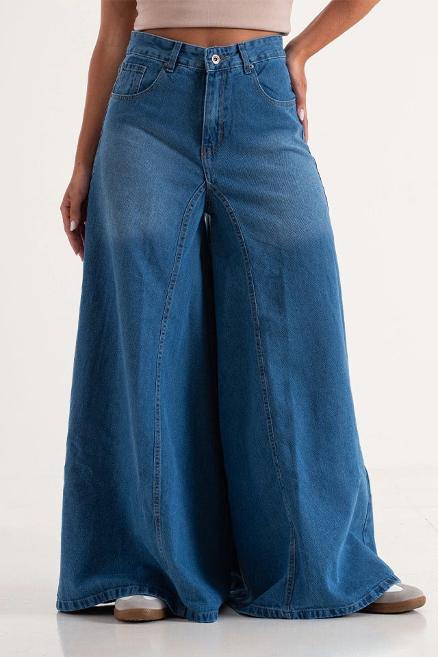 Chic Ombre High Waist Wide Leg Jeans