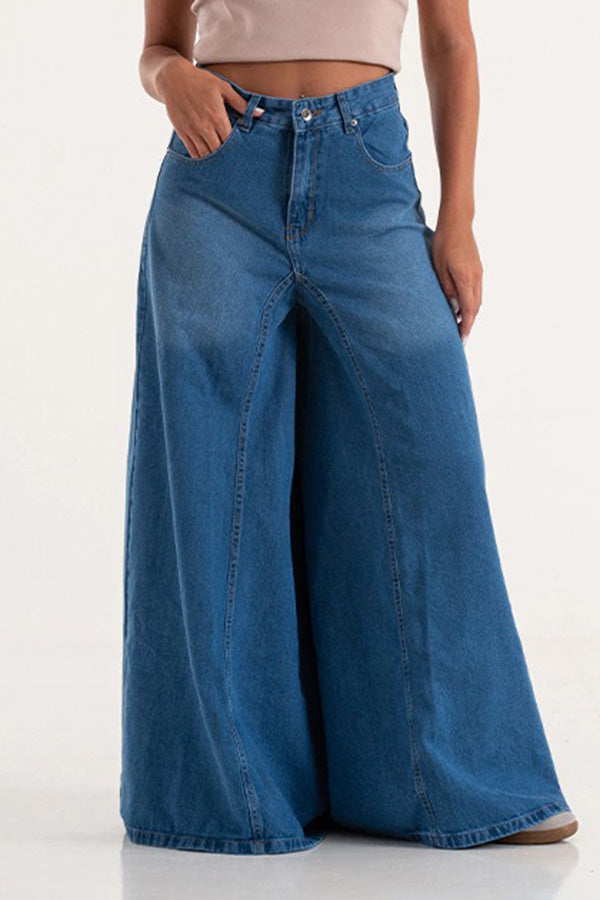 Chic Ombre High Waist Wide Leg Jeans