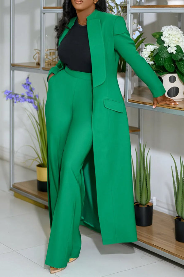 Stylish Longer Version Cap Sleeve Suit Blazer Set