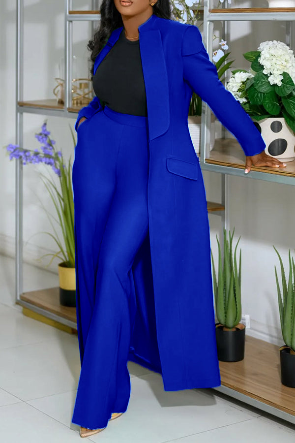 Stylish Longer Version Cap Sleeve Suit Blazer Set