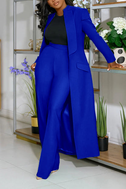 Stylish Longer Version Cap Sleeve Suit Blazer Set