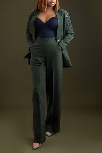 Chic Shawl Collar Blazer & Pants Set