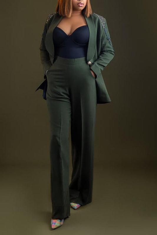 Chic Shawl Collar Blazer & Pants Set