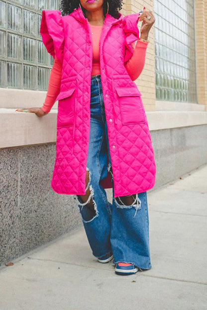 Stylish Ruffle Sleeve Hooded Vest