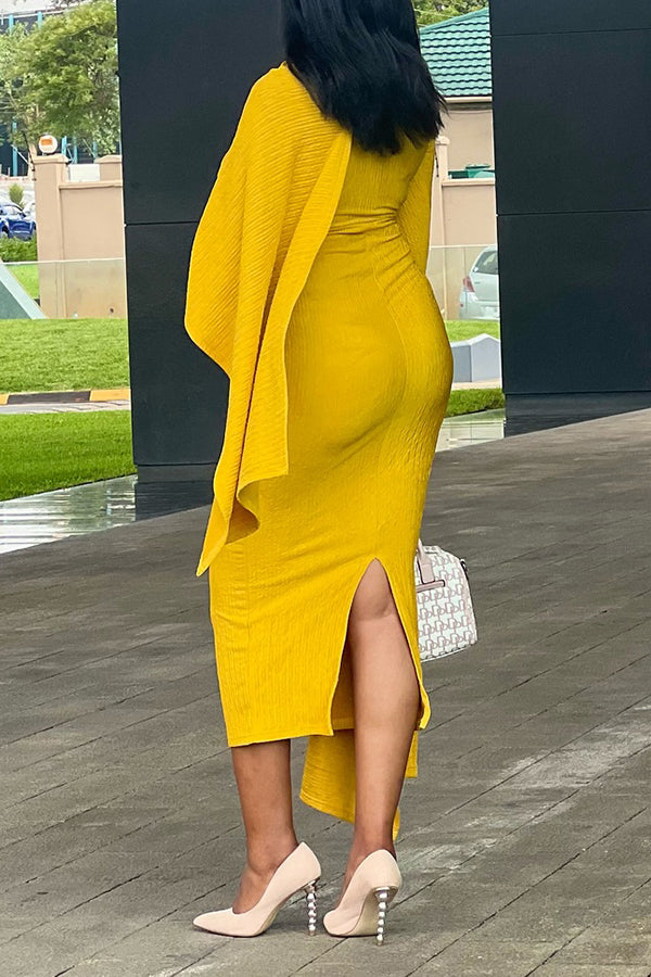 Gorgeous Solid Asymmetrical Midi Dress