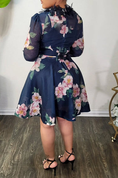 Fashion Floral Print A-line Dress