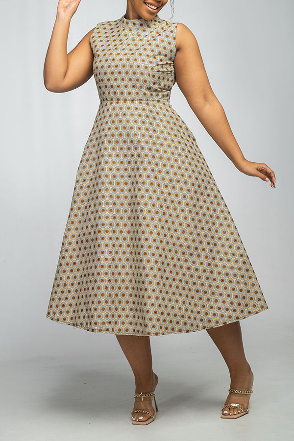 Elegant Geo Print A-line Dress