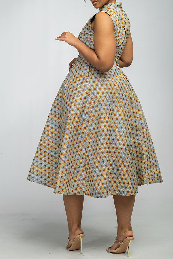 Elegant Geo Print A-line Dress