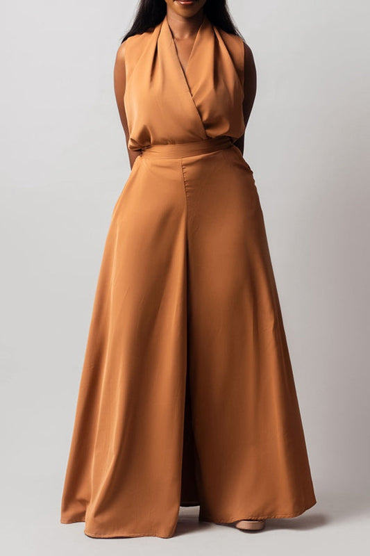 Stylish Surplice Neck Flare Jumpsuit