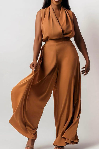 Stylish Surplice Neck Flare Jumpsuit