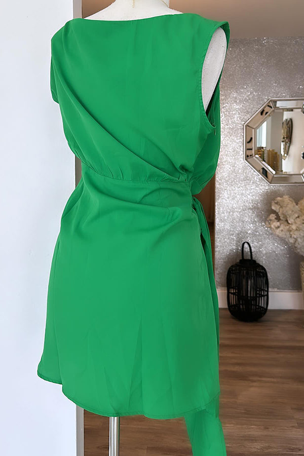 Elegant Off-Shoulder Wrap Tie Dress