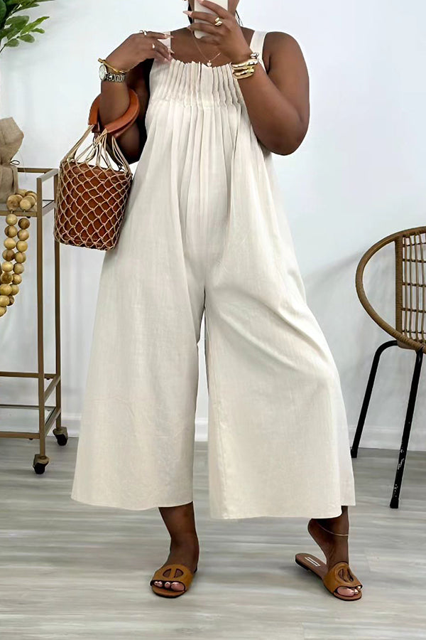 Casual Cotton Pleated Lace-Up Overalls