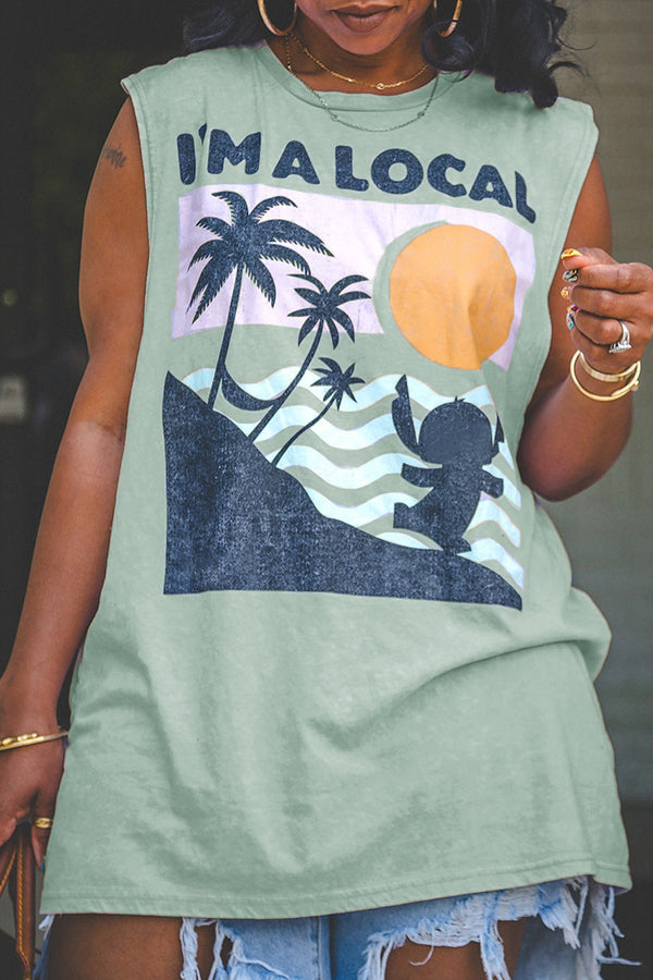 Casual Loose Beach Vacation Printed Vest