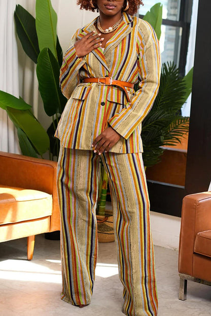 Rainbow Stripe Blazer & Pants Set