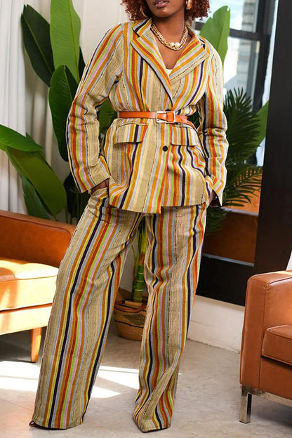 Rainbow Stripe Blazer & Pants Set