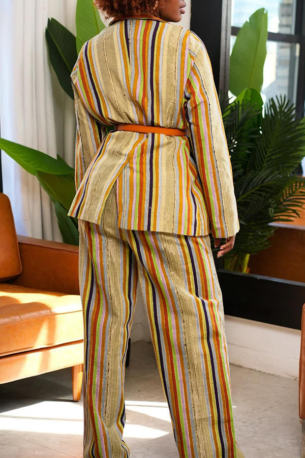 Rainbow Stripe Blazer & Pants Set